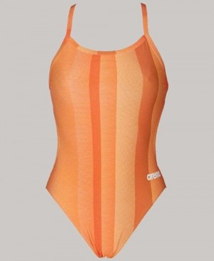 Arena Blended Stripe Challenge Back - Maxlife Badkläder Dam Orange | RFTQJSE-20