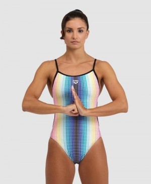 Arena Circle Stripe Lace Back One Piece Body Dam Svarta Olika Färger | IBTMUYW-07