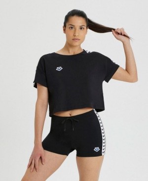 Arena Corrine Team Crop T-shirt Shorts Dam Svarta Vita Svarta | NKLTFRD-62