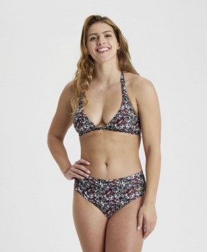 Arena Halterneck Bikini Multiprints Bikiniler Dam Vinröda Olika Färger | KTELBGW-37