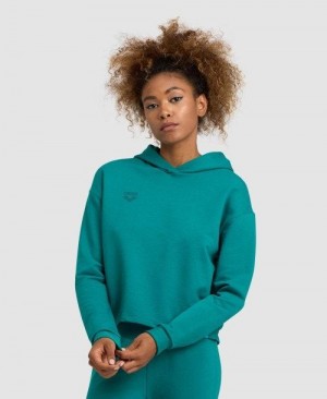 Arena Hooded Fleece Sweatshirt Tröjor Dam Gröna | QJWPSUD-39