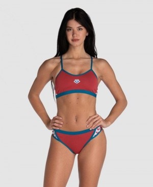 Arena Icons Solid Cross Back Bikini Bikiniler Dam Röda Blå | SDZCBHT-56