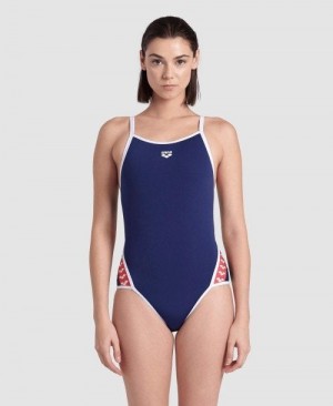 Arena Icons Super Fly Back Solid One Piece Body Dam Marinblå Vita Röda Olika Färger | JYQOUFI-71