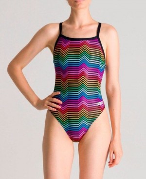 Arena Multicolor Stripes Challenge Back One Piece Body Dam Svarta Olika Färger | QNVZELK-76