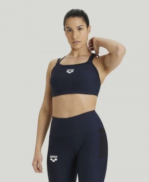 Arena Solid Bra Top Top Dam Marinblå | LOXQEAU-79