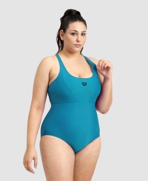 Arena Solid Control Pro Back Plus One Piece Body Dam Mörkturkos | YRGBHDA-46