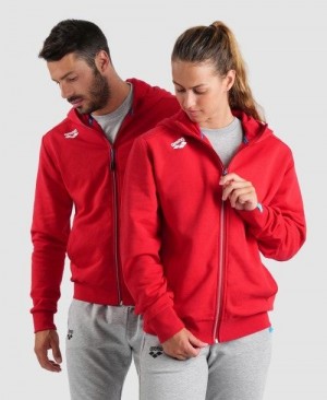 Arena Team Hooded Jacket Panel Jackor Dam Röda | GSBHJDY-16