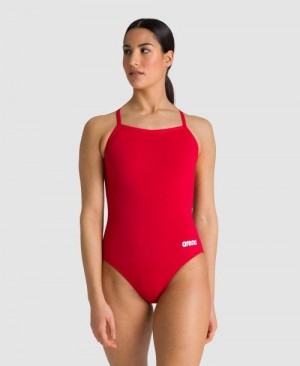 Arena Team Light Drop Back One Piece Body Dam Röda Vita | QIGELFT-51