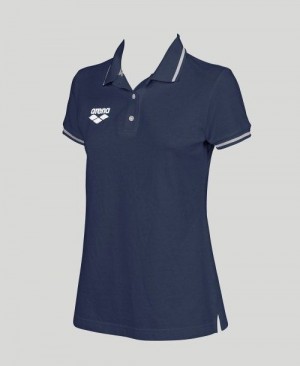 Arena Team Line Short Sleeve Polo Shorts Dam Marinblå | XBPTJSW-08