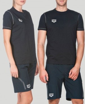 Arena Team Line Short Sleeve Tee Shorts Herr Marinblå | AUXJHMN-91