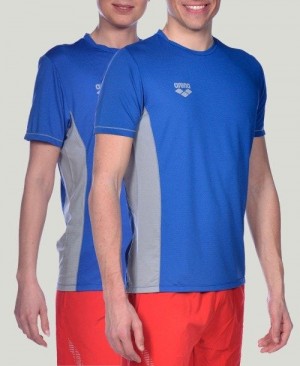 Arena Team Line Tech Short Sleeve Tee Shorts Herr Kungsblått | WDJFKZI-08