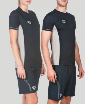 Arena Team Line Tech Short Sleeve Tee Shorts Herr Marinblå | XMNRVZC-24