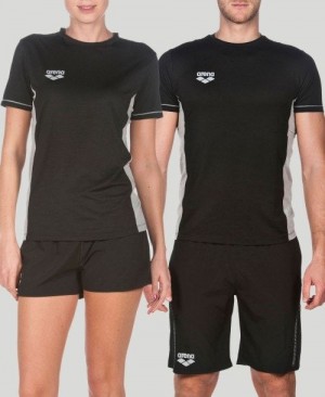 Arena Team Line Tech Short Sleeve Tee Shorts Herr Svarta | HZRKTOM-71