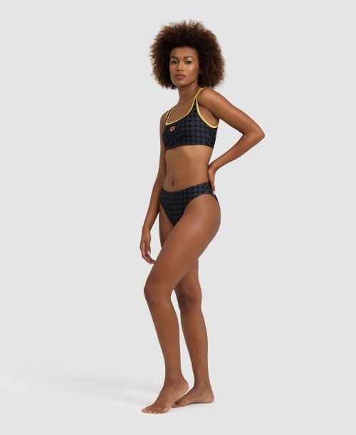 Arena 50th Anniversary Bikini Bralette Bikiniler Dam Svarta Olika Färger Guld | ILRYGHE-93