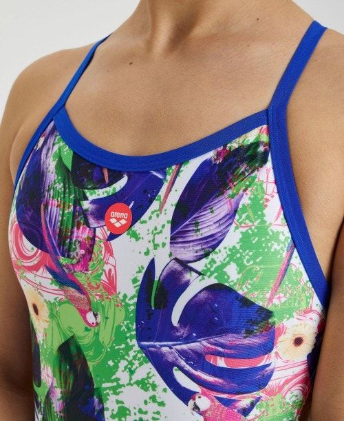 Arena Crazy Allover Print Xcross Back One Piece Body Dam Blå Olika Färger | ESCPHUG-41