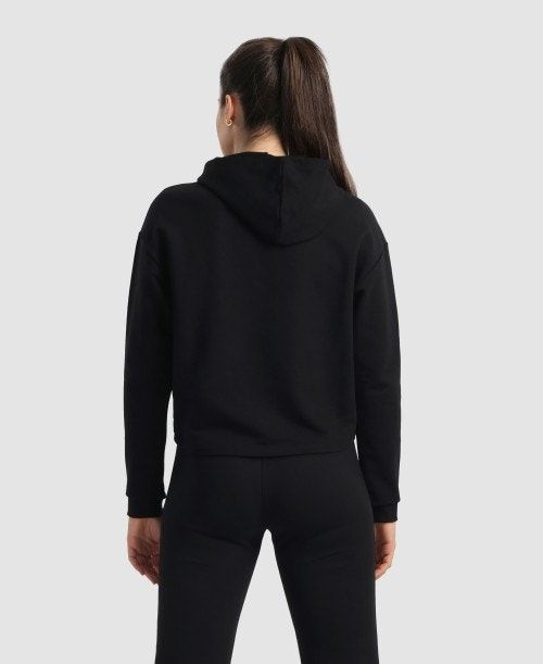 Arena Hooded Fleece Sweatshirt Tröjor Dam Svarta | VHUWGTI-50