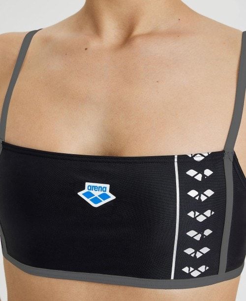 Arena Icons Logo Bandeau Bikini Bikiniler Dam Svarta | ZPMLQRA-08