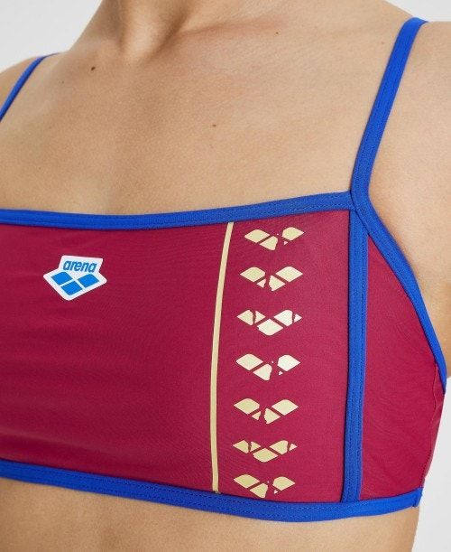 Arena Icons Logo Bandeau Bikini Bikiniler Dam Vinröda Blå | IQDBCNG-86