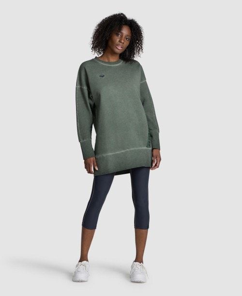 Arena Icons Oversized Crewneck Pullover Dam Olivgröna | FMAXBHD-97