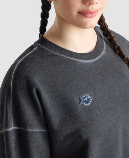 Arena Icons Oversized Crewneck Pullover Dam Svarta Vita | KDBOVCF-59