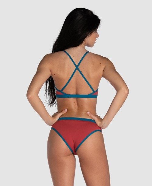 Arena Icons Solid Cross Back Bikini Bikiniler Dam Röda Blå | SDZCBHT-56