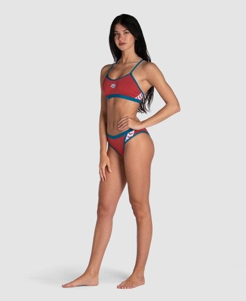 Arena Icons Solid Cross Back Bikini Bikiniler Dam Röda Blå | SDZCBHT-56