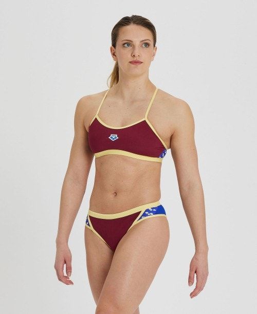 Arena Icons Solid Cross Back Bikini Bikiniler Dam Vinröda Blå | UWBOXNV-09