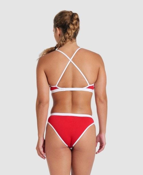 Arena Icons Solid Cross Back Bikini Bikiniler Dam Röda Vita | HRSIVDP-48