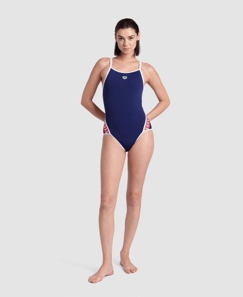 Arena Icons Super Fly Back Solid One Piece Body Dam Marinblå Vita Röda Olika Färger | JYQOUFI-71