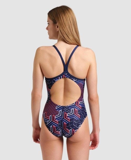 Arena Kikko Pro Light Drop Back One Piece Body Dam Marinblå | HVUAGLP-48