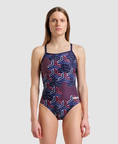 Arena Kikko Pro Light Drop Back One Piece Body Dam Marinblå | HVUAGLP-48