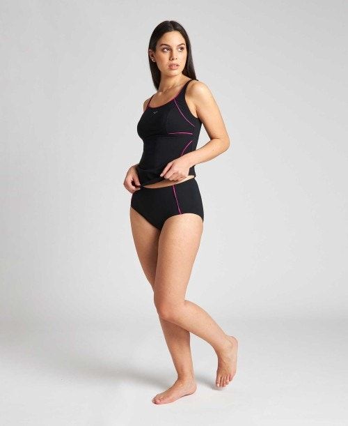 Arena Livia Wing Back Tankini Badkläder Dam Svarta Svarta Rosa Lila | SUGKJVA-40