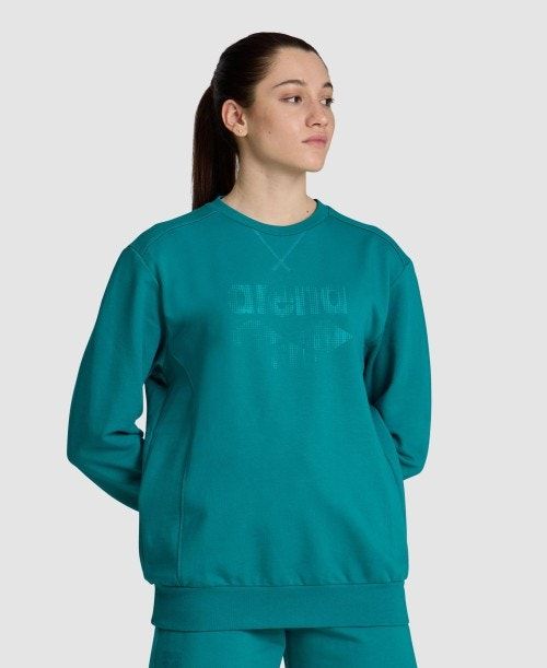 Arena Logo Crewneck Pullover Dam Gröna | RQSNUKO-69