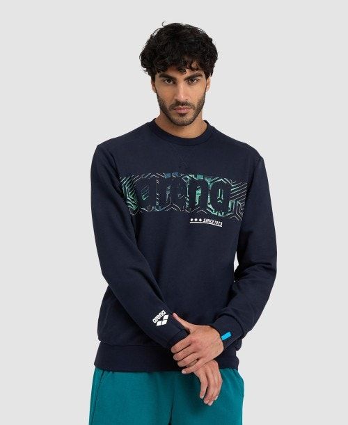 Arena Logo Crewneck Pullover Dam Marinblå Marinblå | XSPGLJU-73