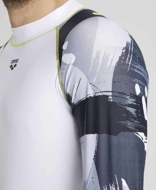 Arena Long Sleeves Allover Rash Vest Pullover Herr Vita Grå Olika Färger | EYDVTRW-69