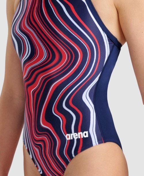 Arena Marbled Lightdrop Back One Piece Body Dam Olika Färger | LKFIGQA-30