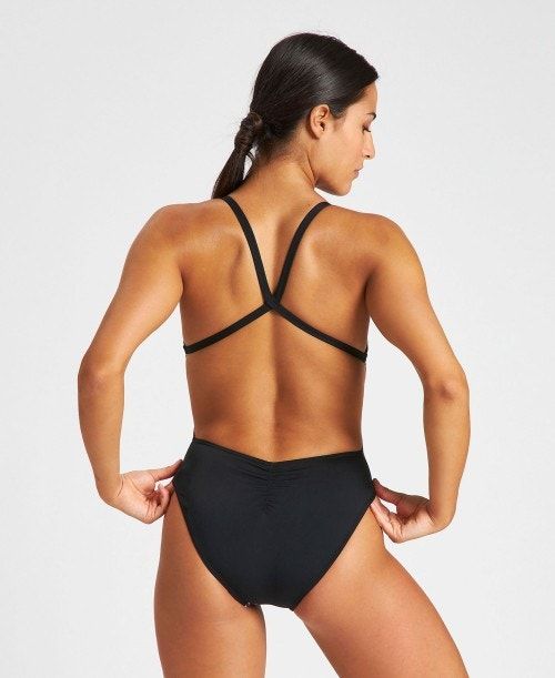 Arena Marbled Snake X Criss Cross Back One Piece Body Dam Svarta Svarta Olika Färger | JEANIPM-31