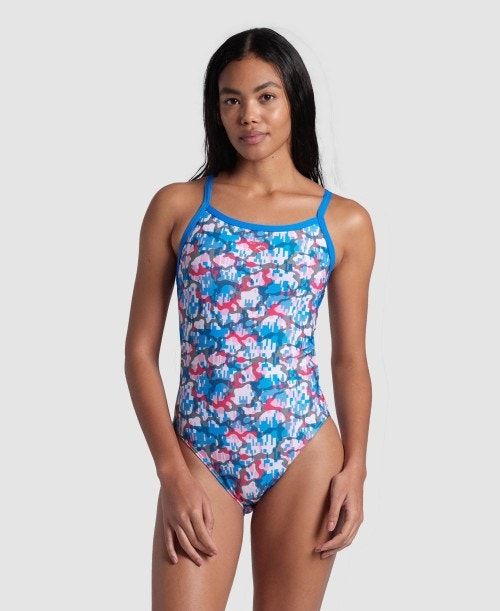 Arena Multi Camo Challenge Back Swimsuit Baddräkt Dam Olika Färger Camo | KGJZNOI-47