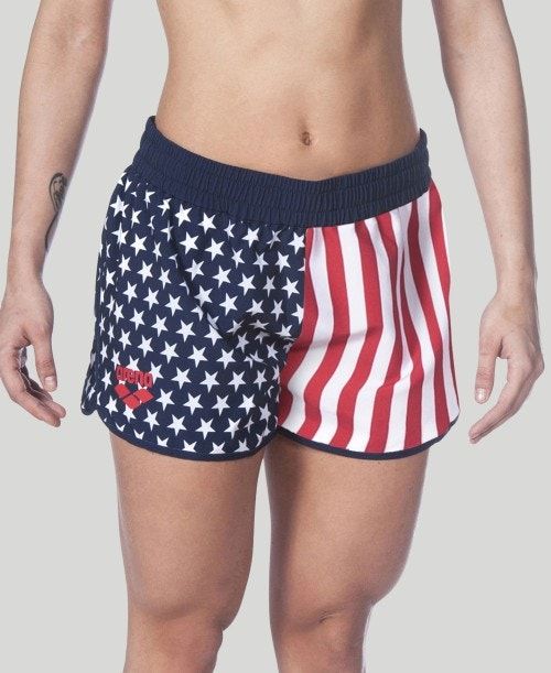 Arena Official Usa Swimming National Team Flag Print Short Shorts Dam Olika Färger | YXTJILA-80