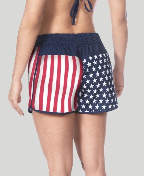 Arena Official Usa Swimming National Team Flag Print Short Shorts Dam Olika Färger | YXTJILA-80