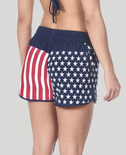 Arena Official Usa Swimming National Team Flag Print Short Shorts Dam Olika Färger | YXTJILA-80