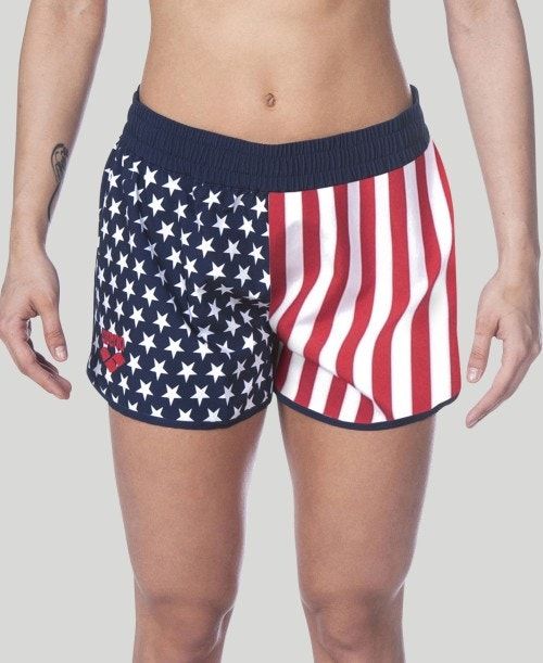 Arena Official Usa Swimming National Team Flag Print Short Shorts Dam Olika Färger | YXTJILA-80