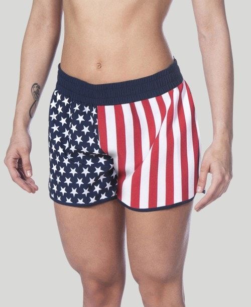 Arena Official Usa Swimming National Team Flag Print Short Shorts Dam Olika Färger | YXTJILA-80