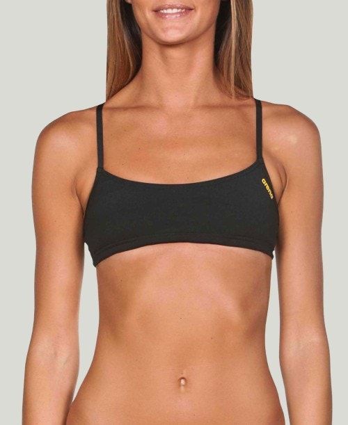 Arena Play Top (Bandeau Top) Top Dam Svarta Gula | TGXBLHW-73