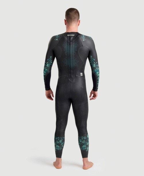 Arena Powerskin Storm Wetsuit Våtdräkt Herr Korall Blå Svarta | TDZFKRN-32