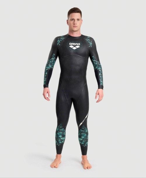 Arena Powerskin Storm Wetsuit Våtdräkt Herr Korall Blå Svarta | TDZFKRN-32