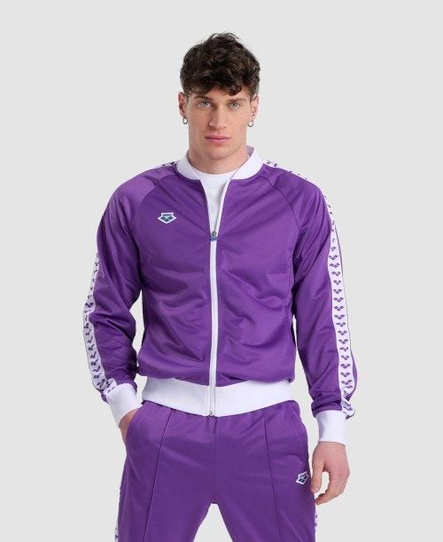 Arena Relax Iv Team Full-zip Jacket Jackor Herr Lila Vita Lila | ZHTBKRO-28