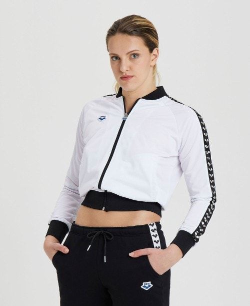 Arena Relax Iv Team Full-zip Jacket Jackor Dam Vita Svarta Silver | IWPBYZN-54