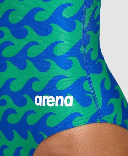 Arena Ride The Wave Light Drop Back One Piece Body Dam Blå Marinblå Gröna | QMYSKVX-92