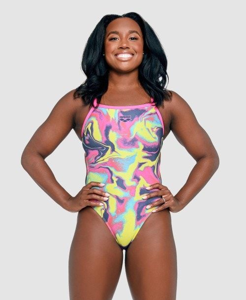 Arena Simone Manuel Capsule Collection Challenge Back One Piece Body Dam Olika Färger | HDWJUIV-63